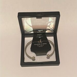 New 925 Sterling Silver Minimalist Double Ball Bangle